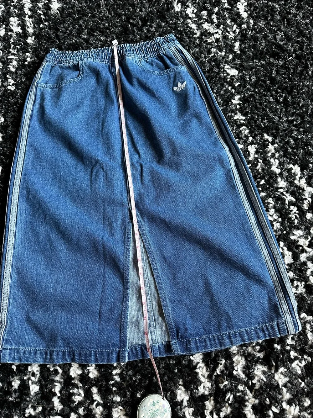 adidas Girls Blue Denim Skirt with Side Stripes 10-12 Youth